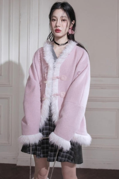 Muse Lover Snow Cherry Wool Coat