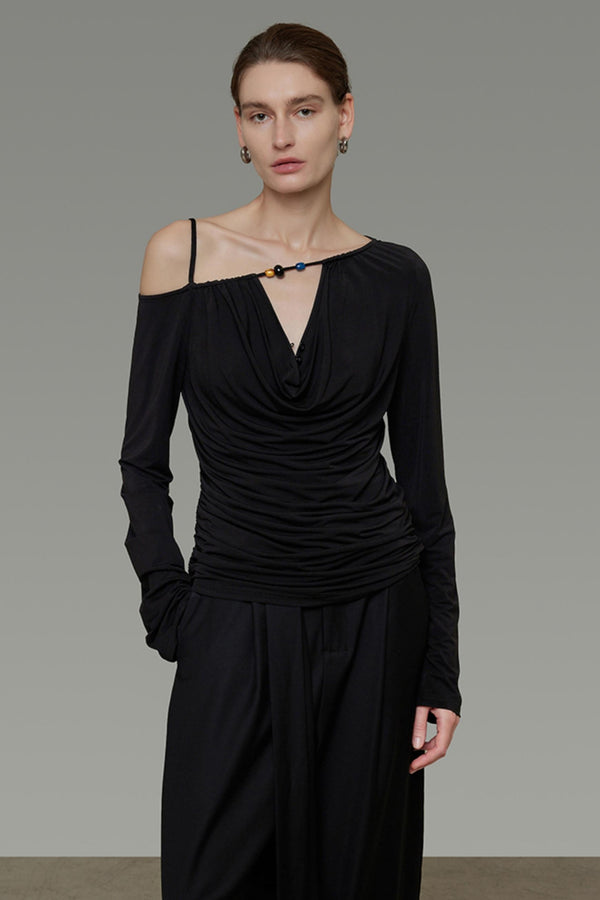 Irregular Slanted Shoulder Top
