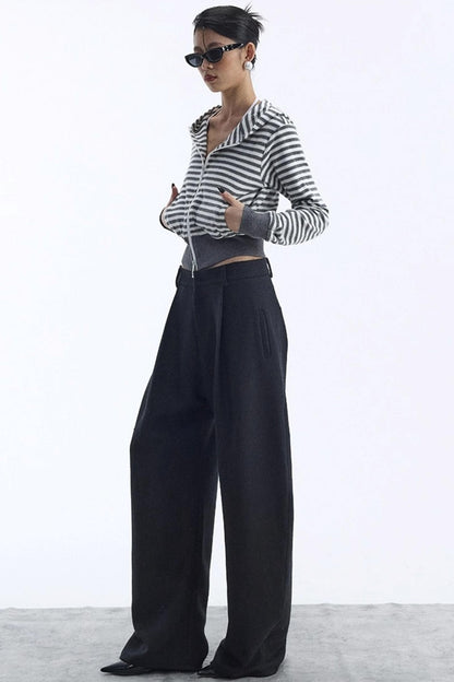 Black Wool Scimitar Trousers