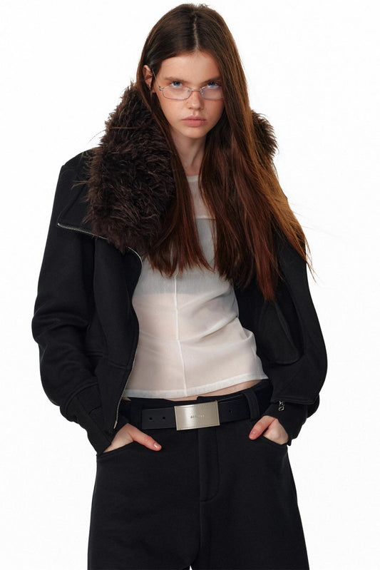 Vintage Plaid Lapel Sweatshirt Jacket