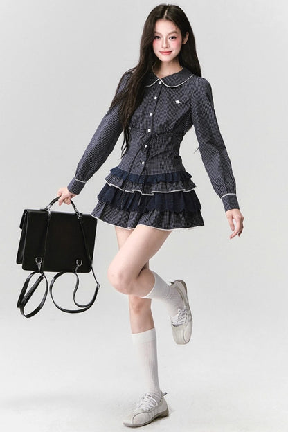 Fragile Preppy  Shirt & Skirt Set-Up