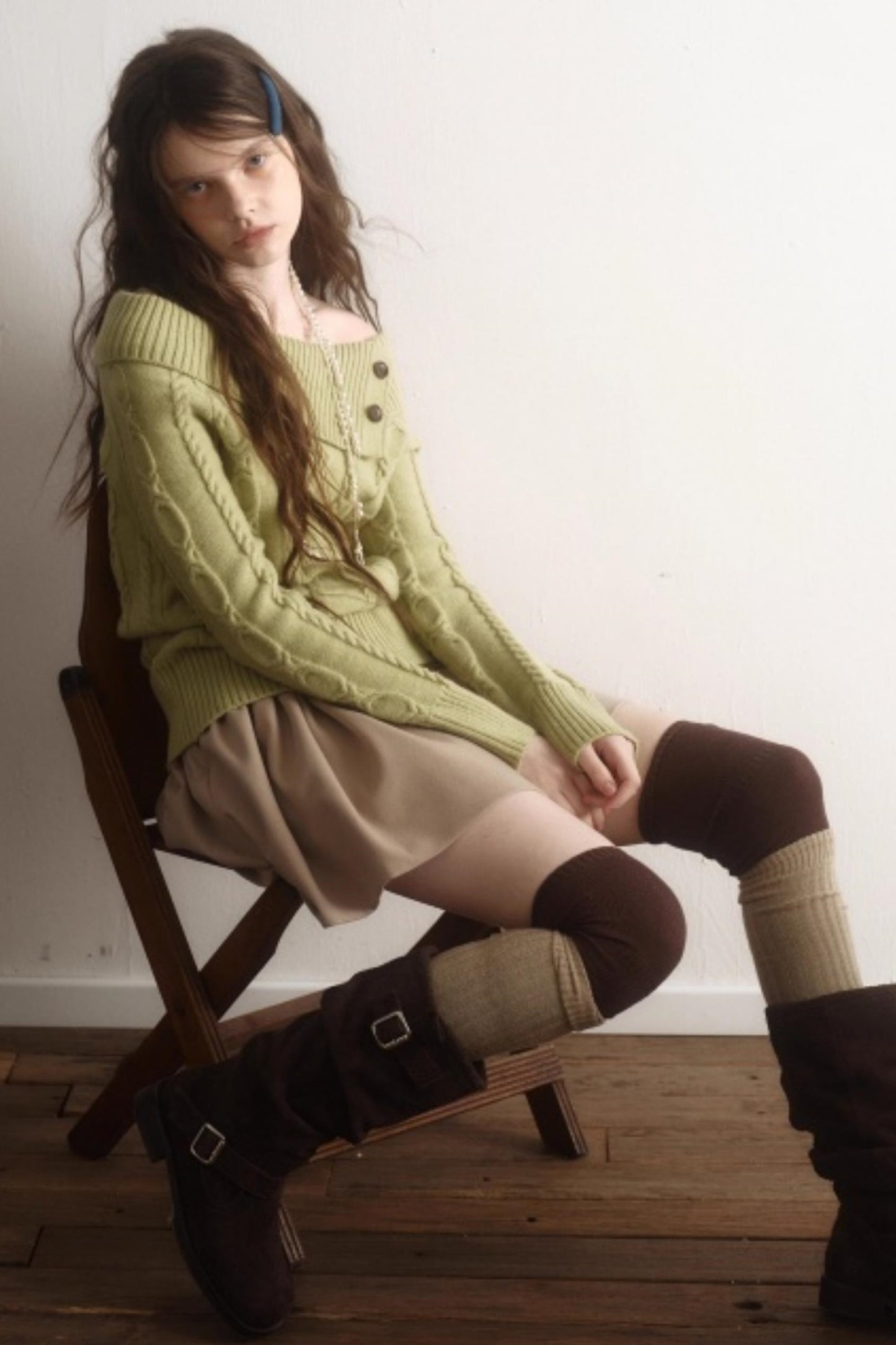 Artist Original Wool Off-Shoulder Sweater