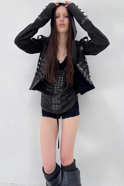 Retro Lace-Up Pleated Shorts