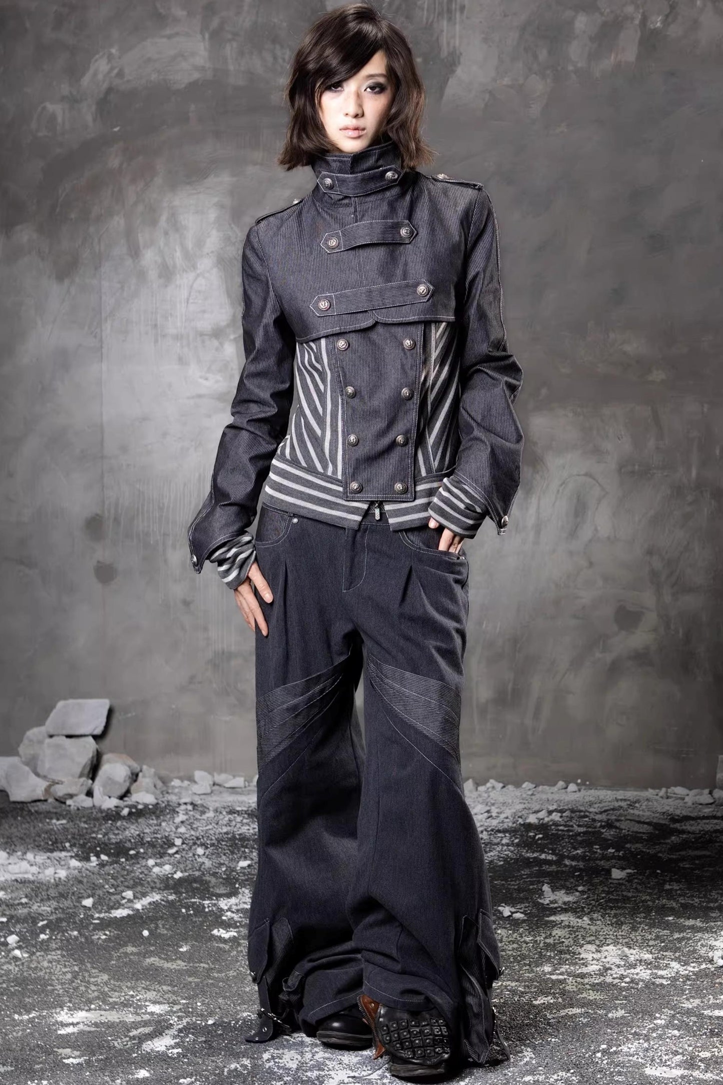 Retro-Denimhose mit weitem Bein