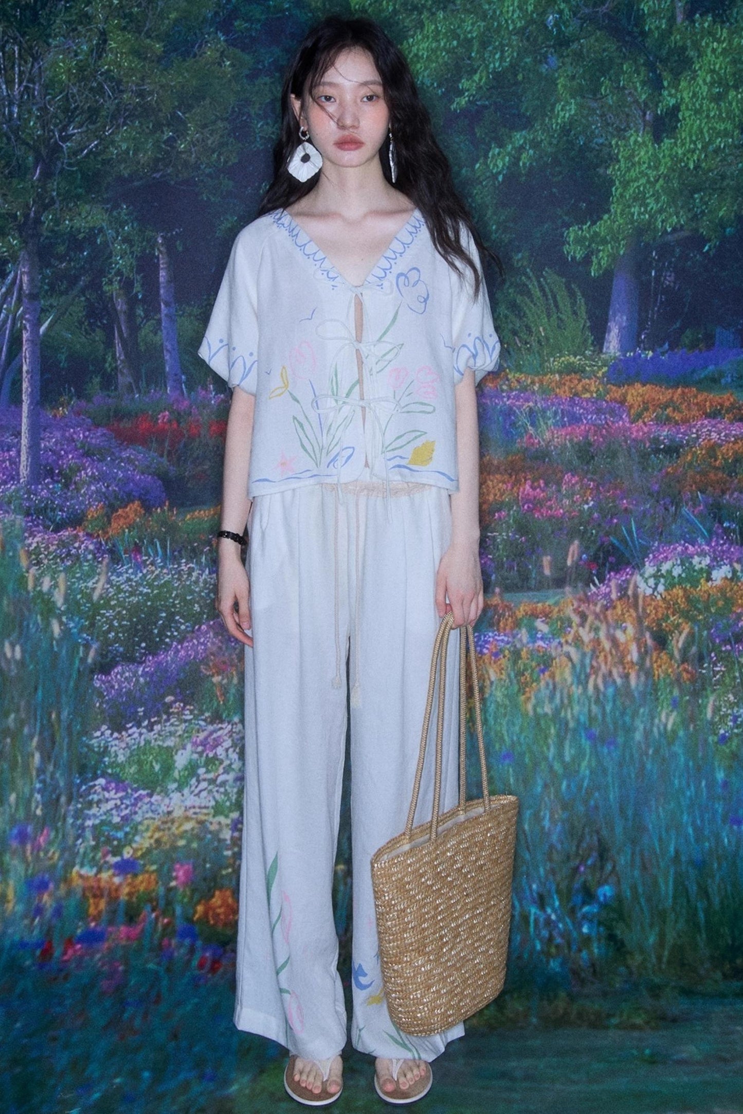 Morning Dew Tulip Tencel Linen Strappy Set-Up