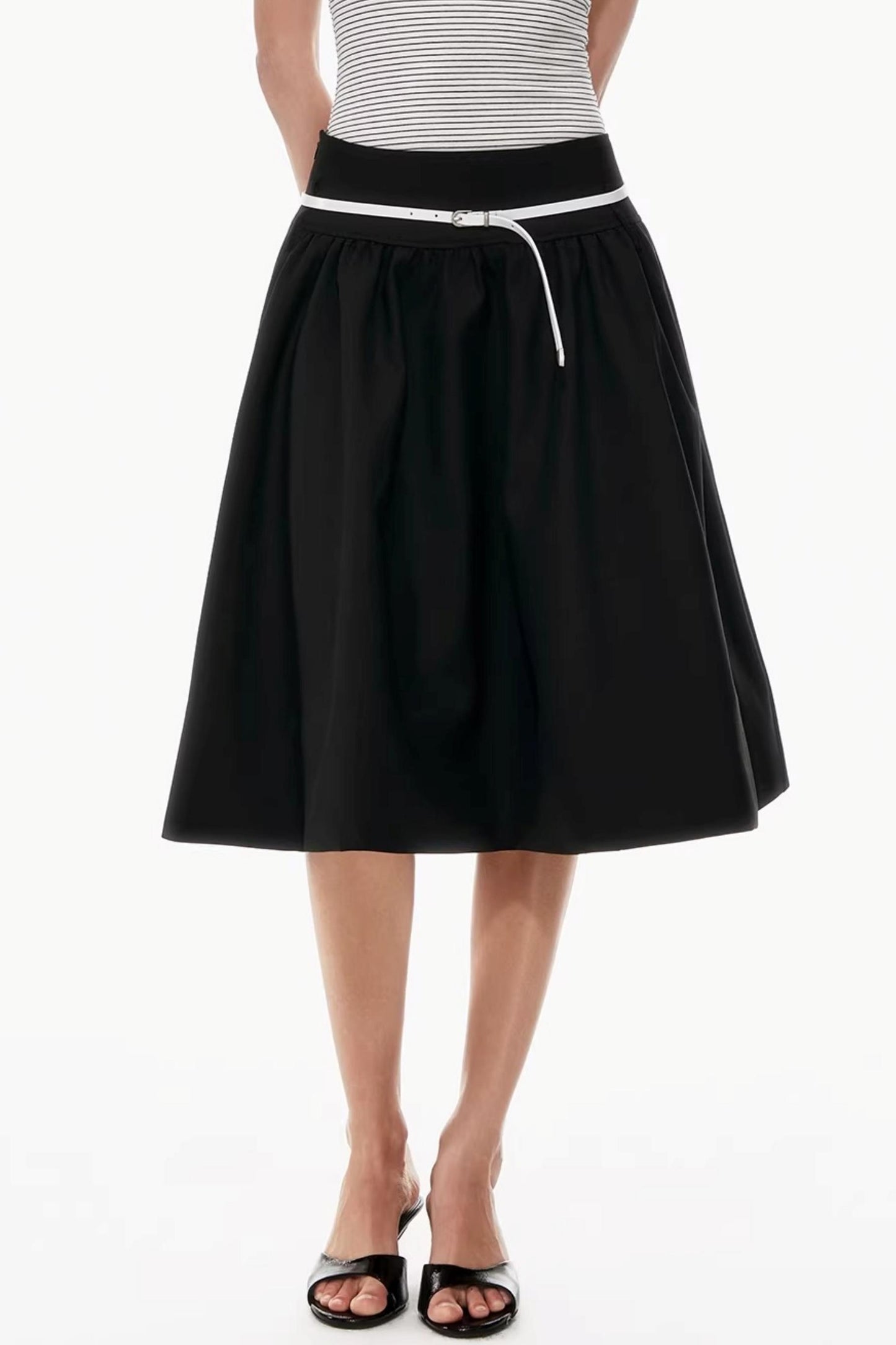 Two-Tone Pleated Puffy Skirt