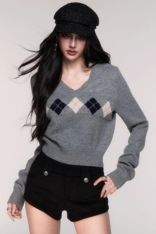 V-Neck Long Sleeve Pullover Sweater