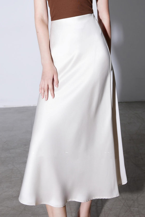 Elegant Glossy Draped Satin Skirt