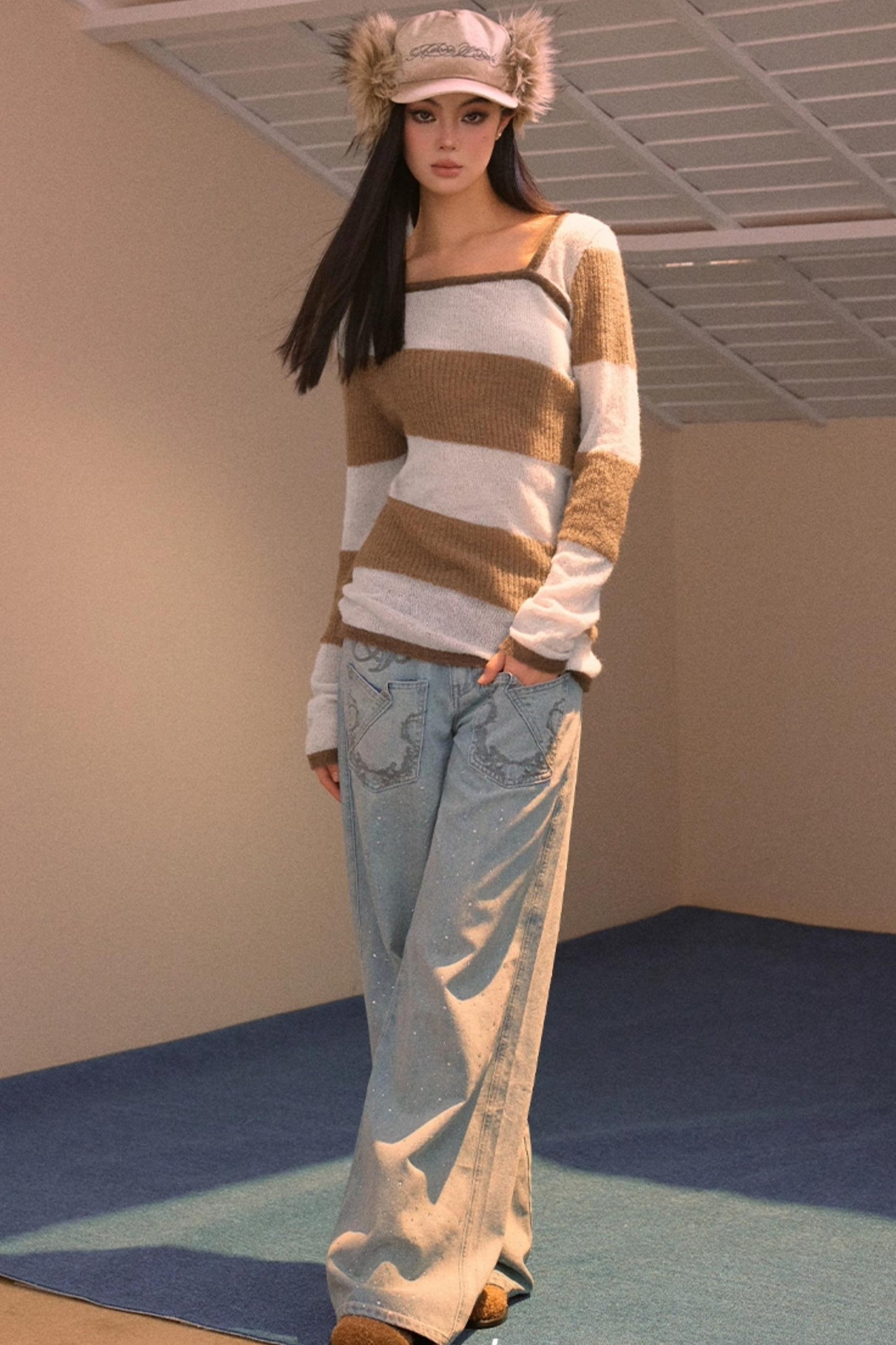 Color-Block Asymmetrical Knit Sweater