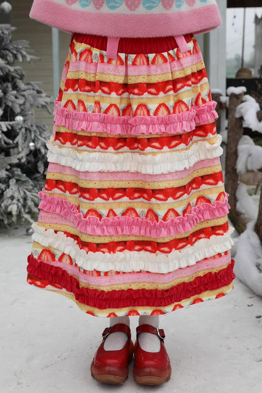 Corduroy Strawberry Cake Skirt