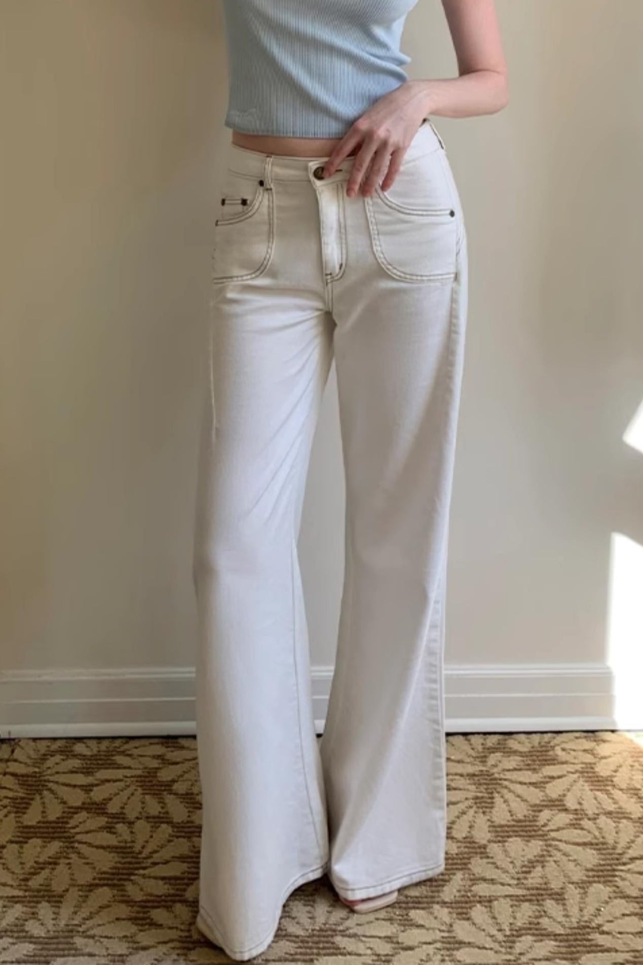 Wide-Leg Denim Pants