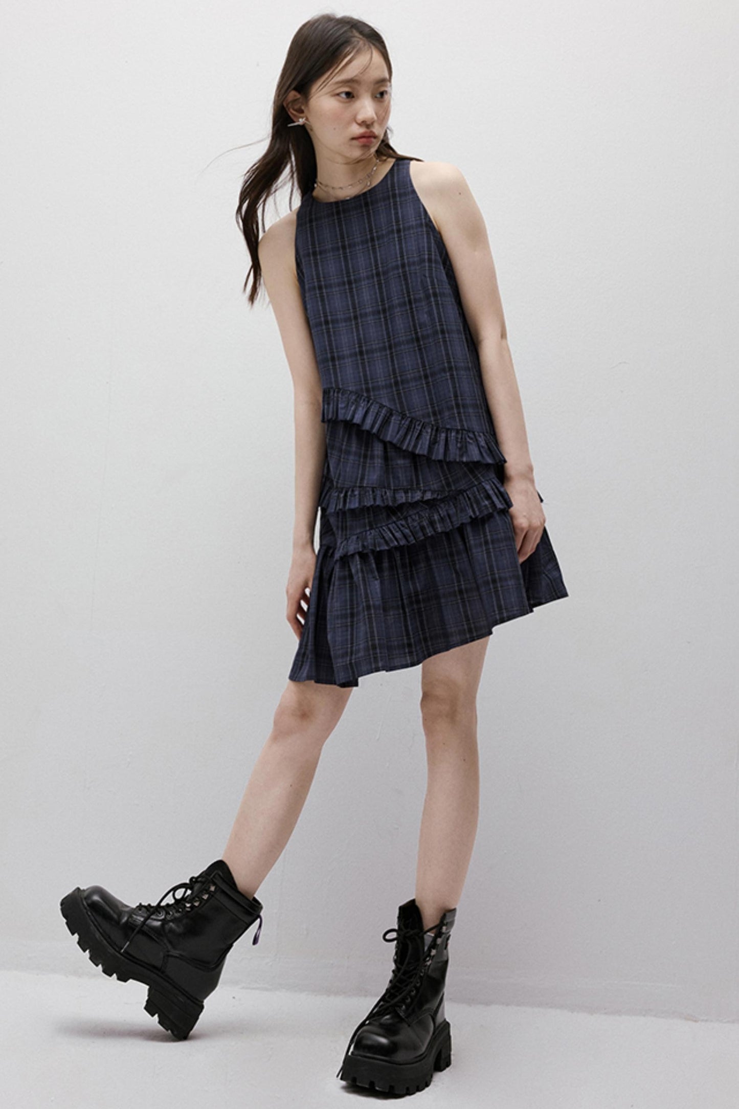 Midnight Blue Check Dress