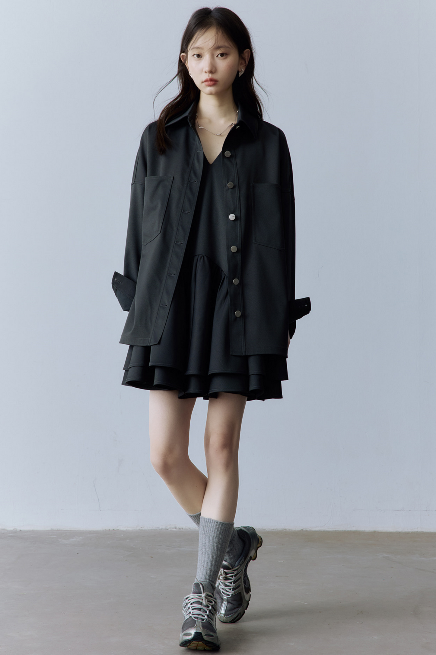 Oversize Hemdjacke aus Essigwolle