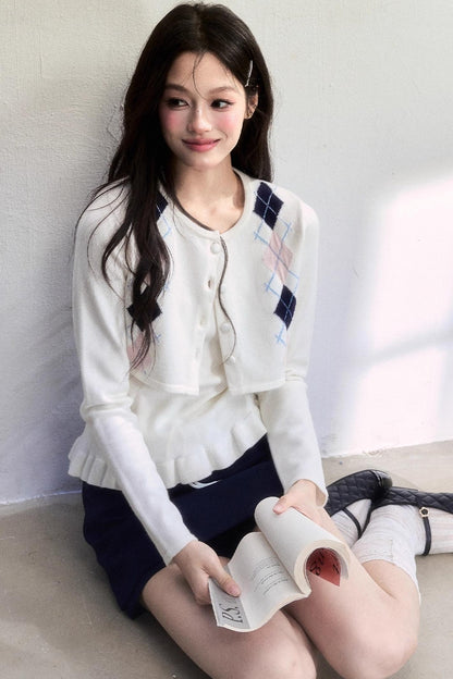 Geometric Quilted Cardigan Set