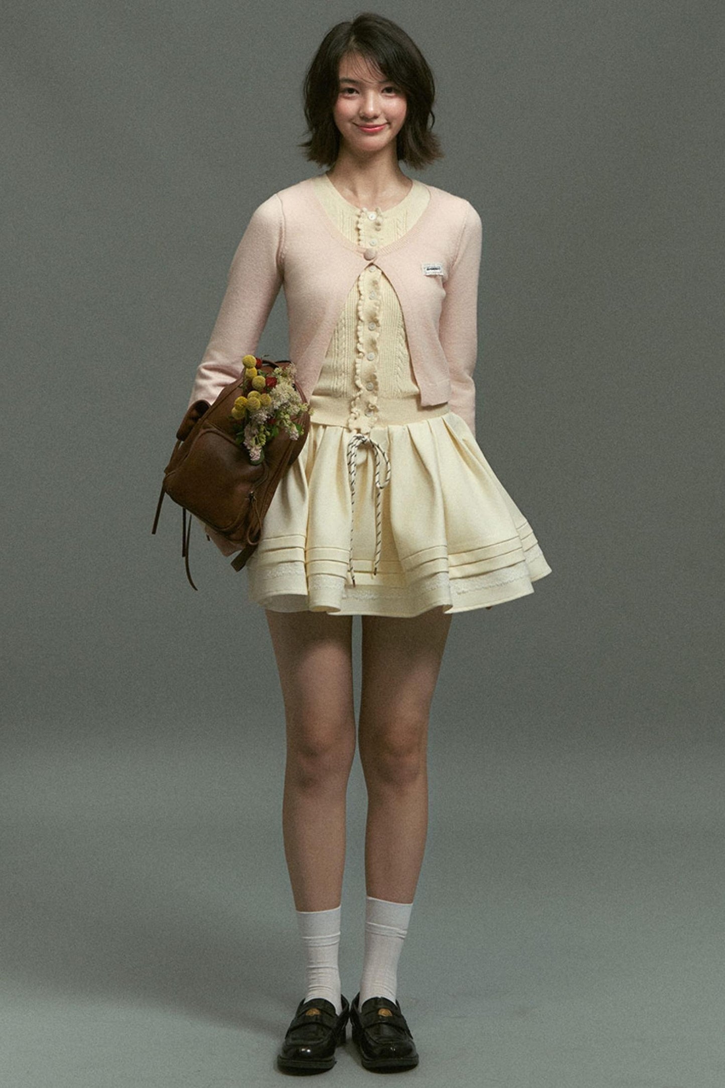 Fake two Piece Lace Knit Top