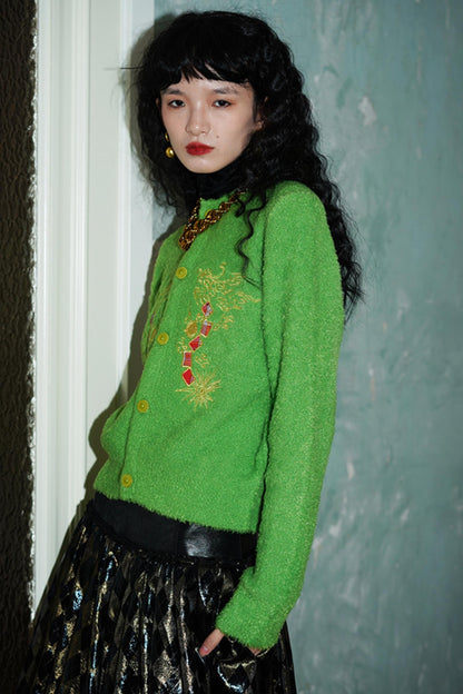 Dragon Pattern Embroidery Knitted Sweater