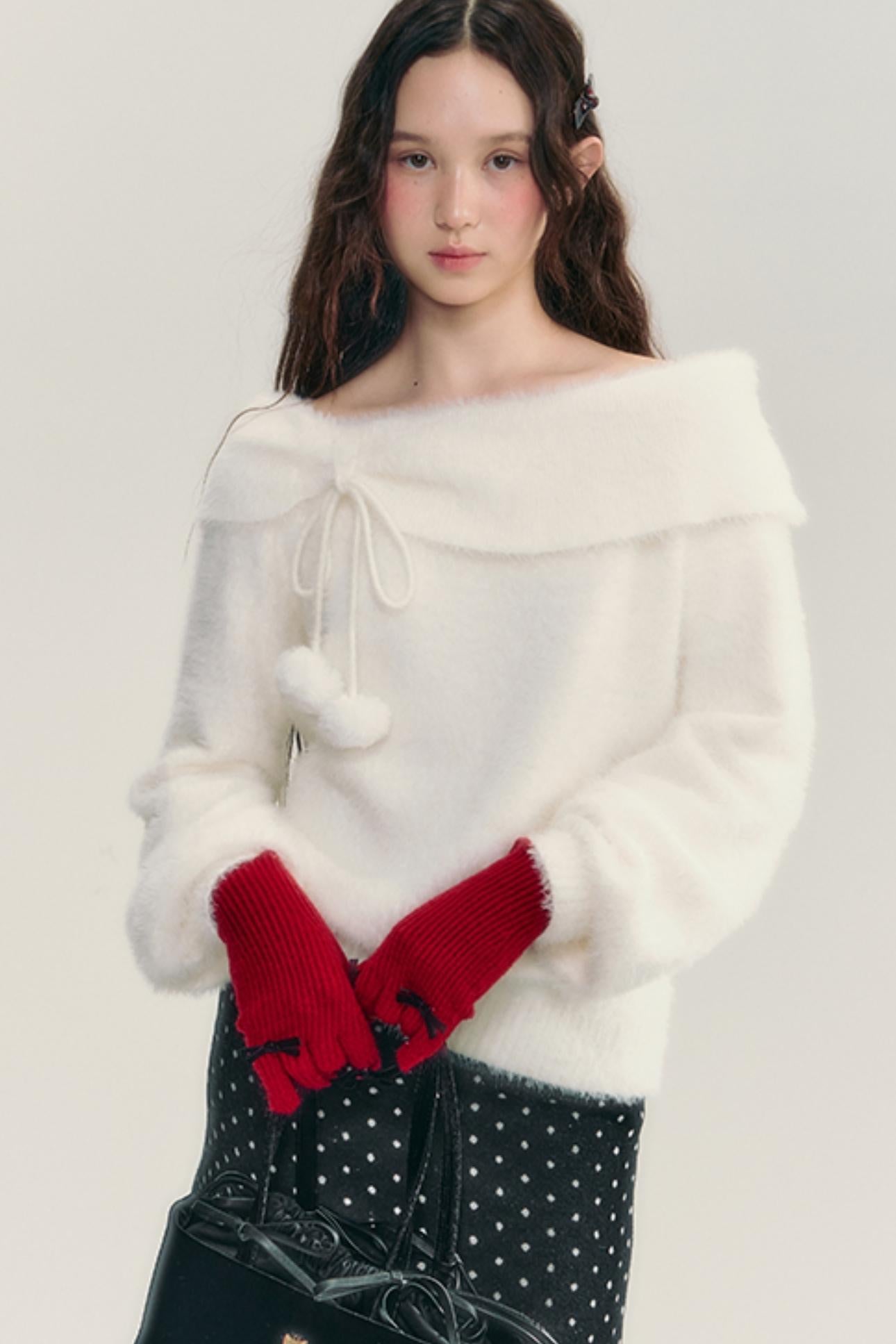 French Soft Knit Bow Sweater