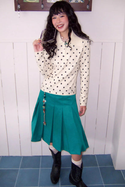 Slim Polka Dot Knit Sweater