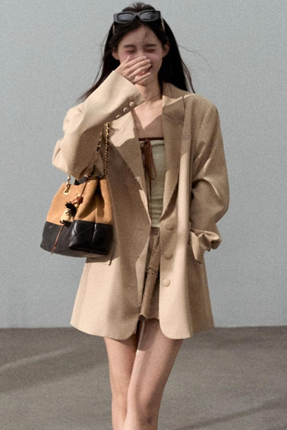 Slim Bandeau Cardigan Two-Piece Set