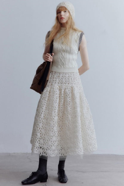 Lamb Cotton Crochet Woolen Vest