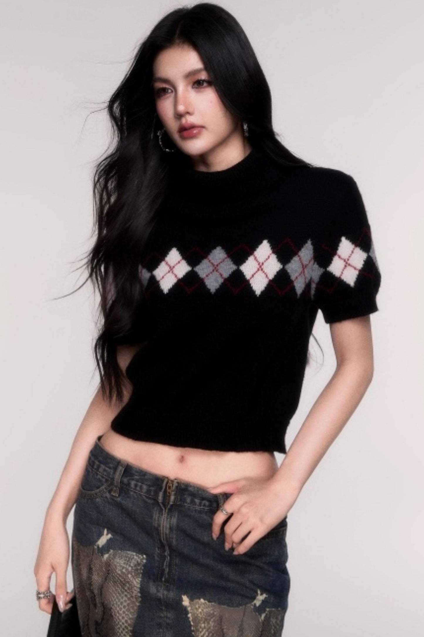 High Neck Short Sleeve Sweater