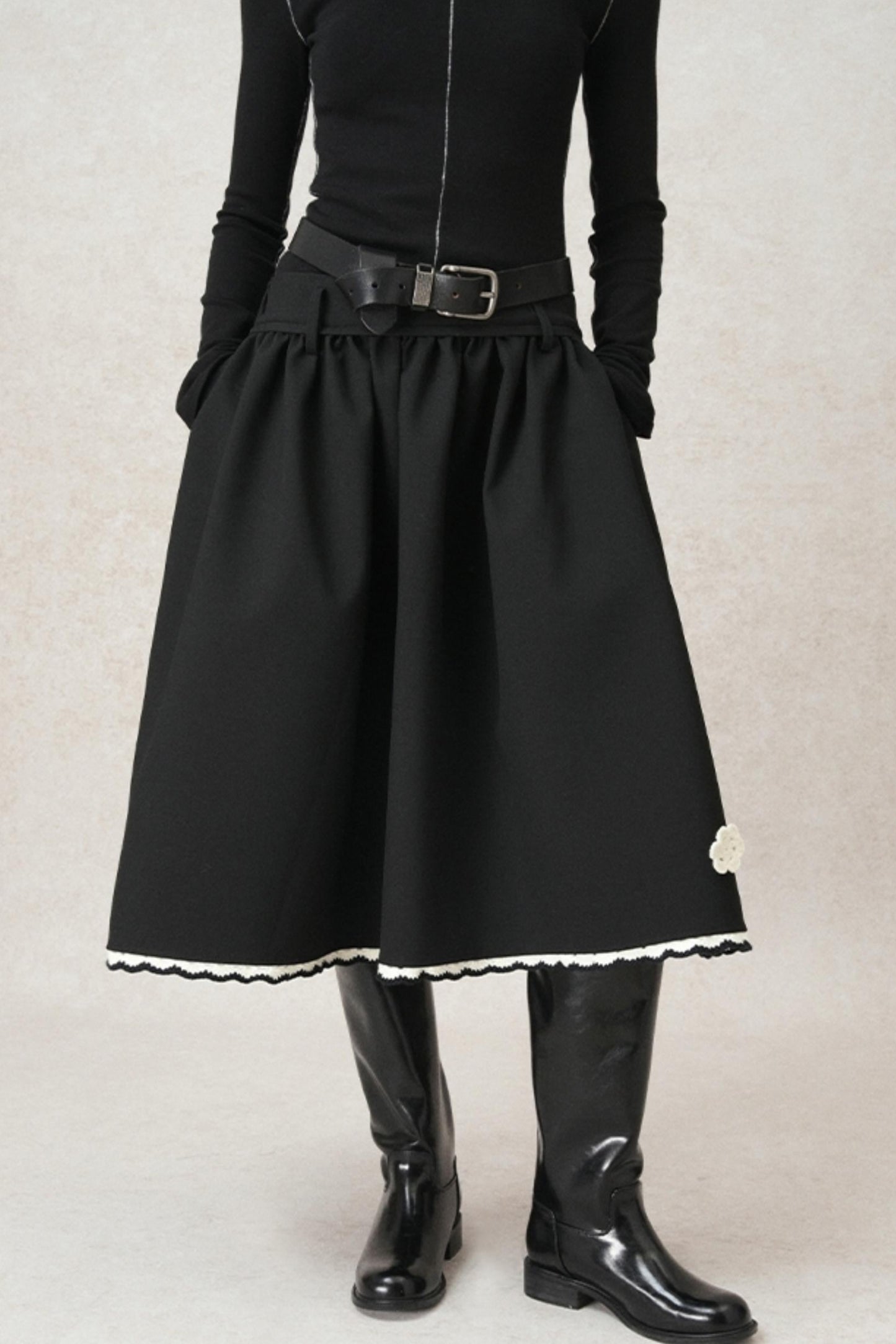 Handmade Contrast A-line Skirt