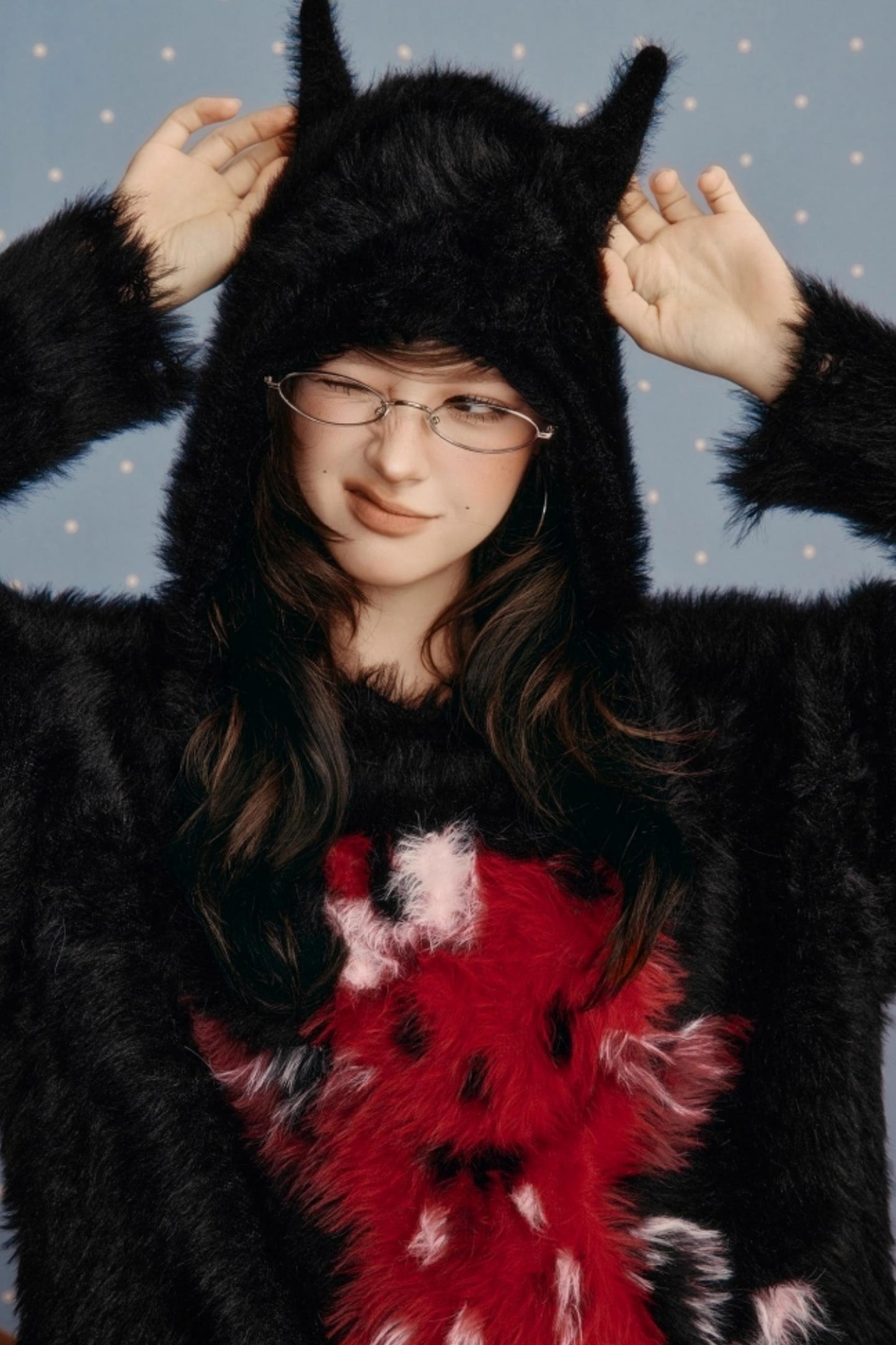 Winter Devil Hooded Sweater Top