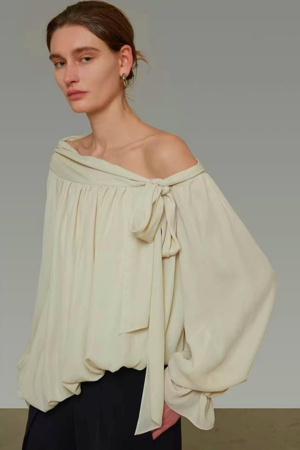 Off-Shoulder Tie-Up Blouse