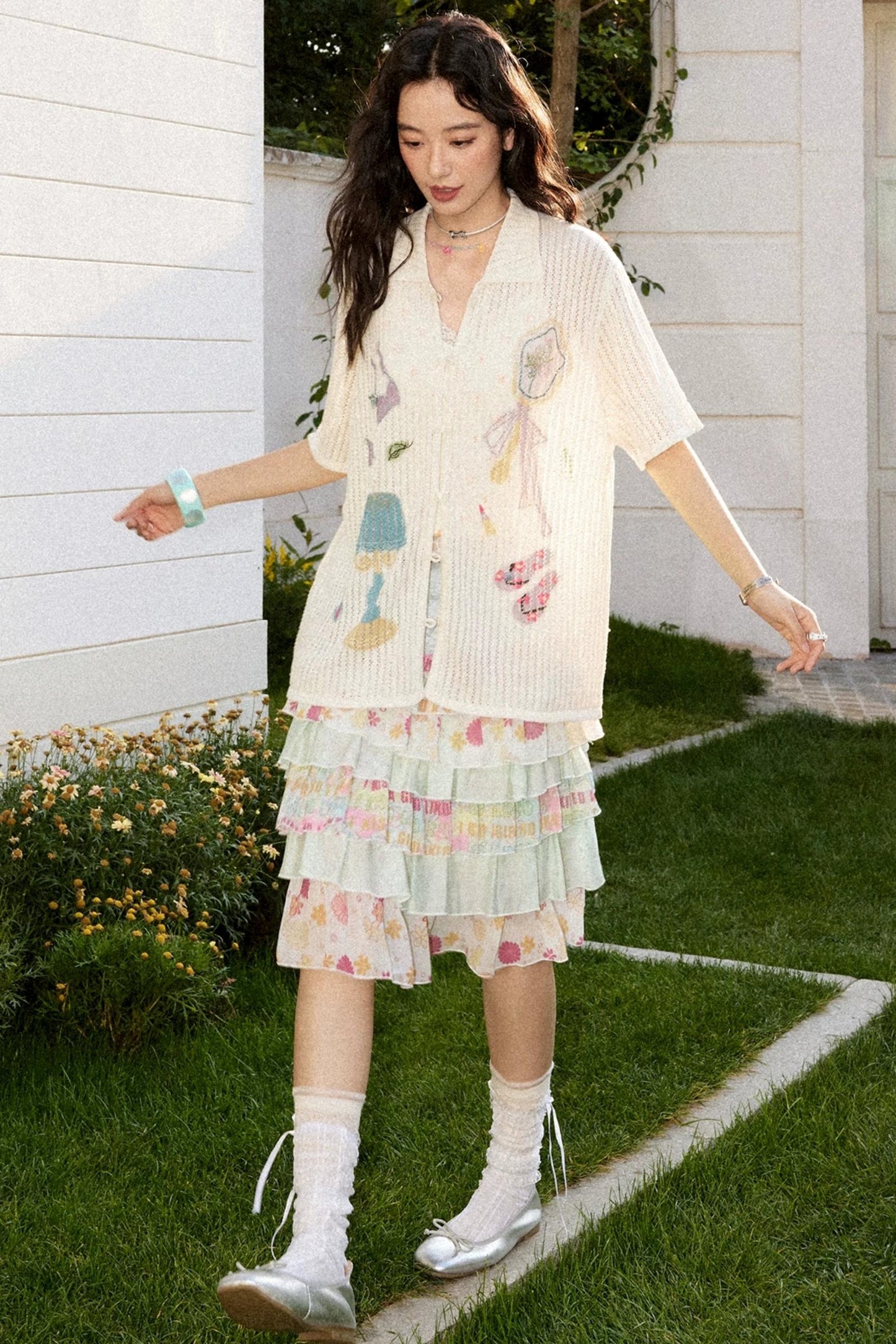 Off-White Woolen Striped Blouse