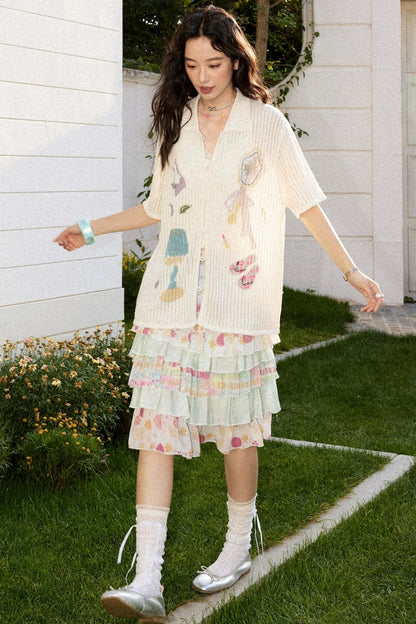 Off-White Woolen Striped Blouse