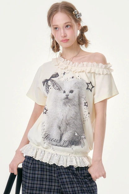 Star Dust Cat Lace T-Shirt