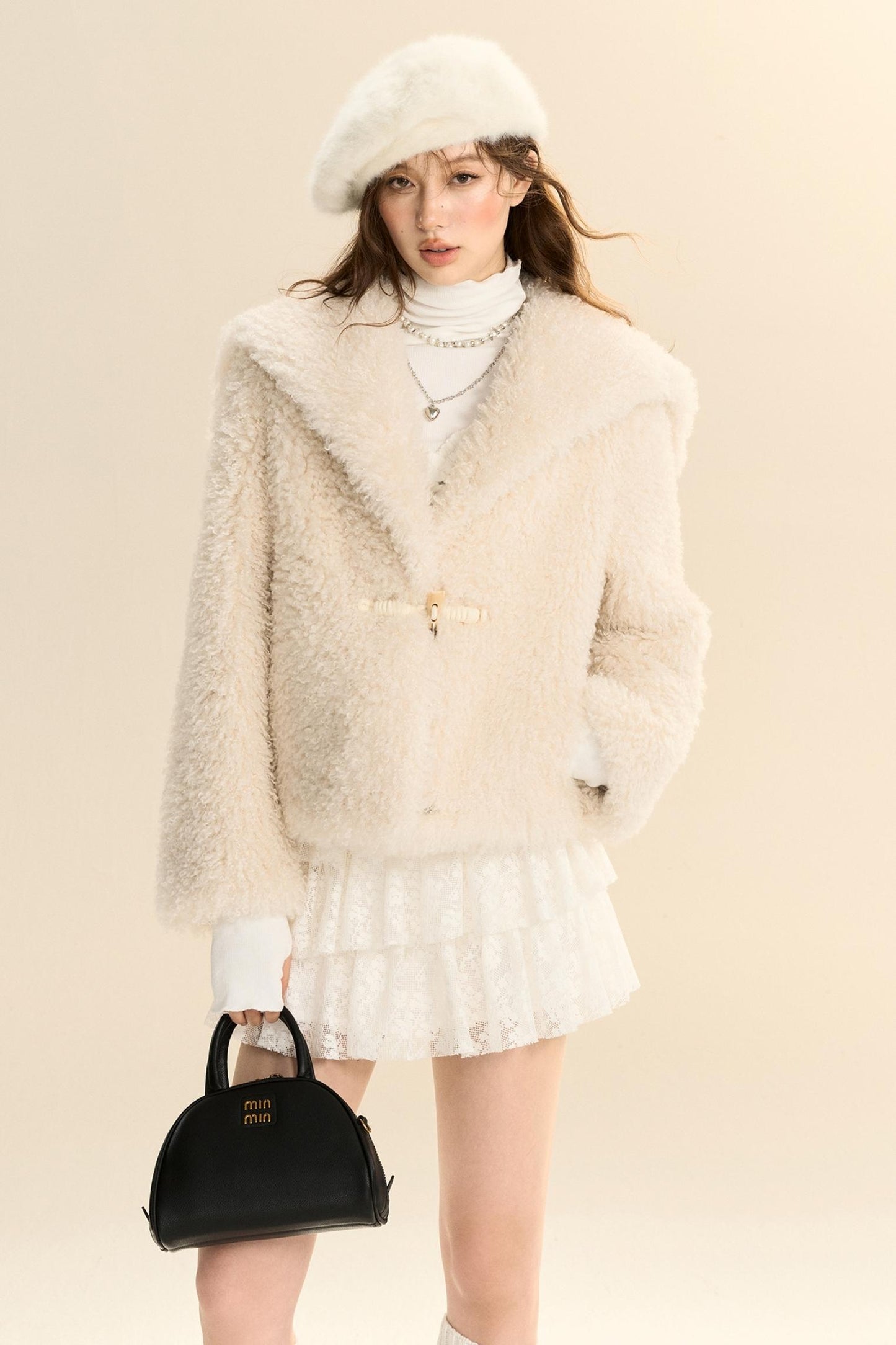 French Style Lambskin Short Coat