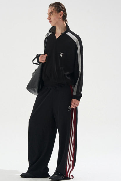 Contrasting Long Sleeve Polo Sweatshirt