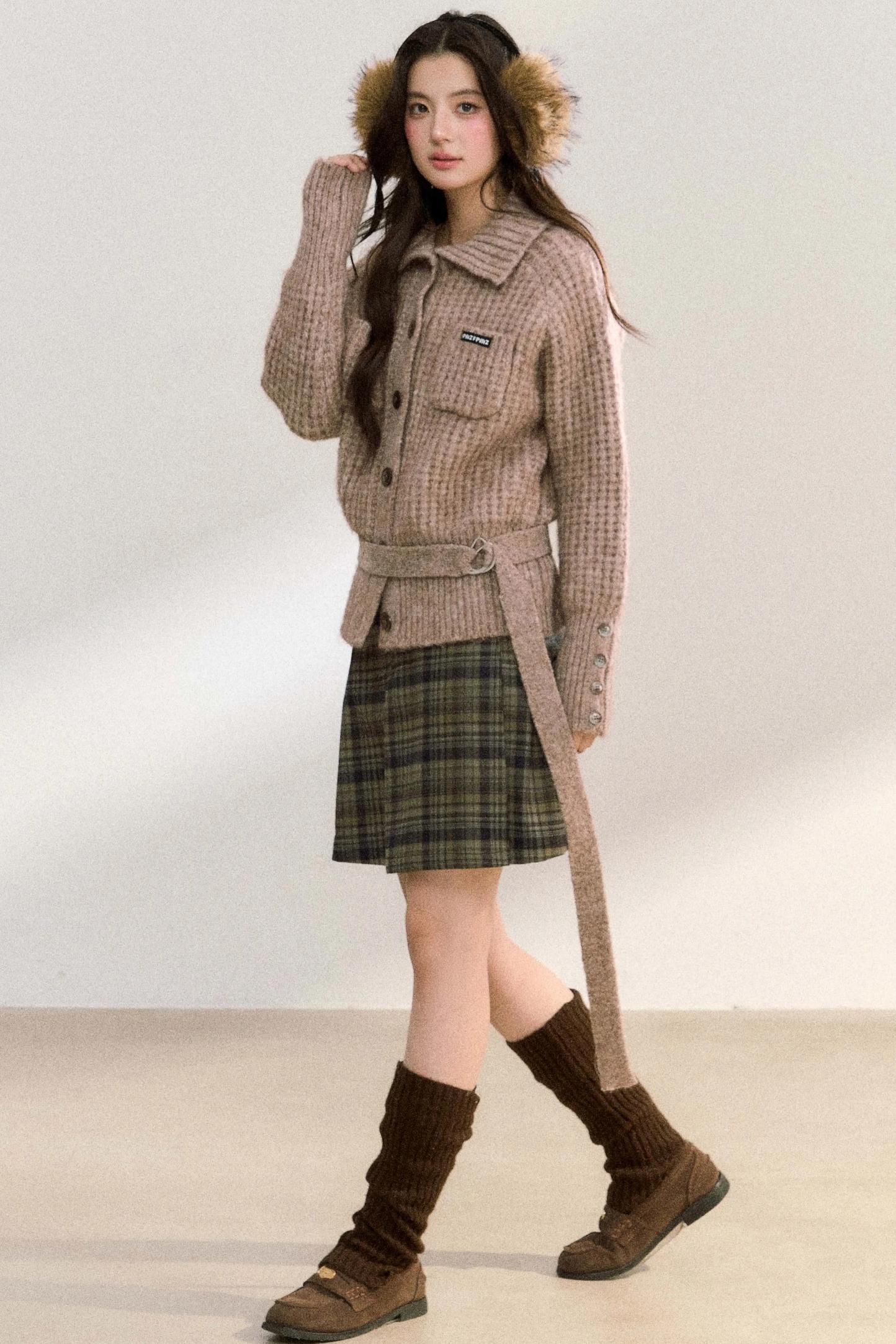 Double Pocket Button-Up Knit Jacket