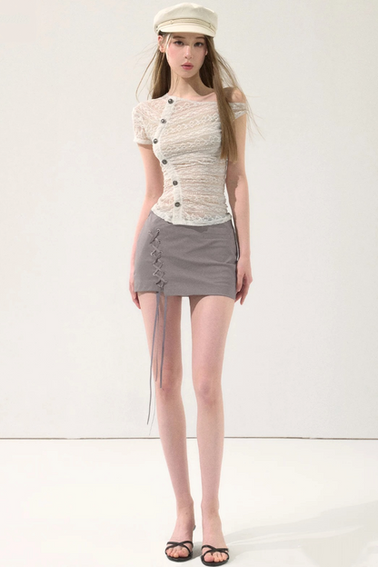 Sweet Lace-Up Summer Skirt
