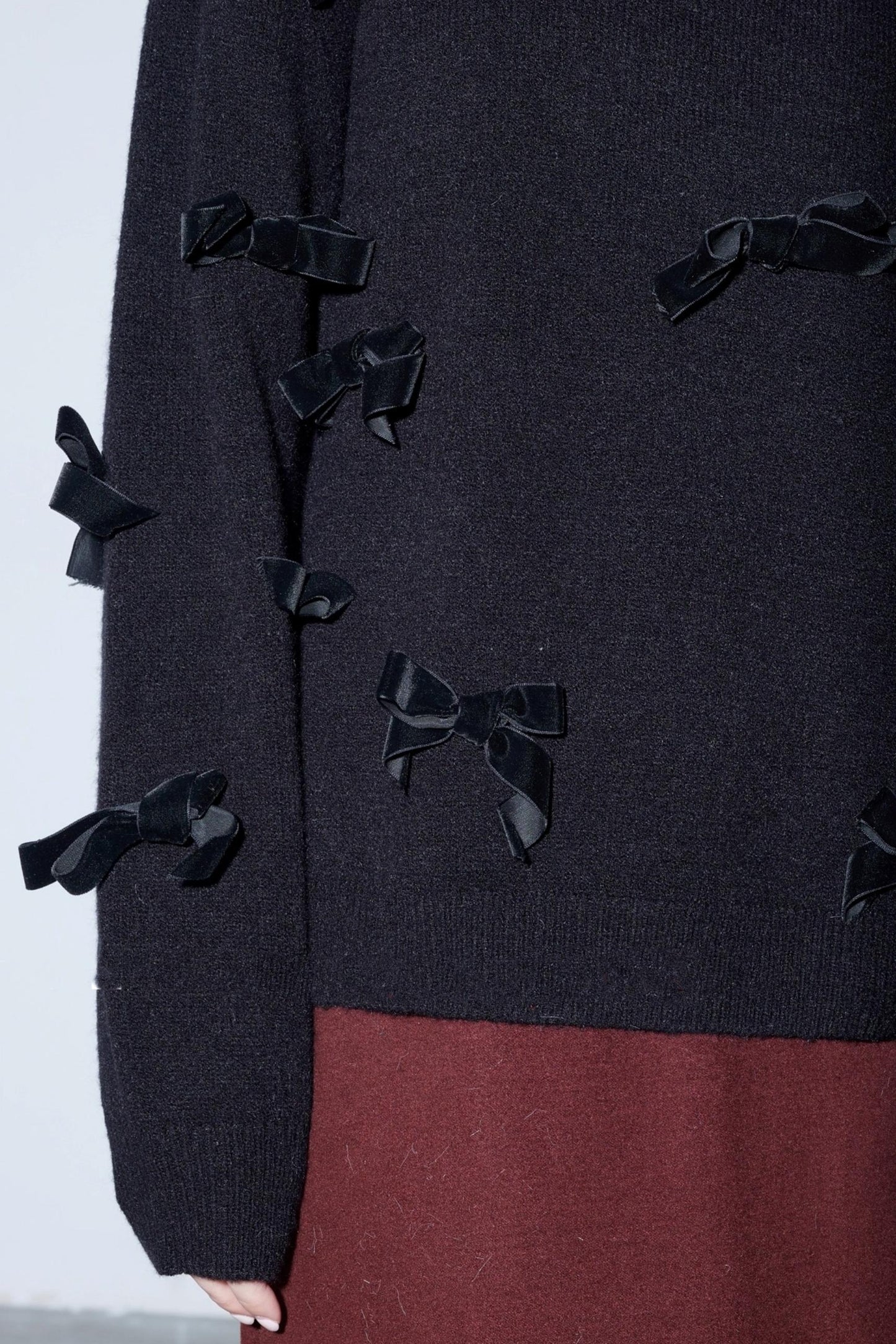 Velvet Bow Knit Sweater