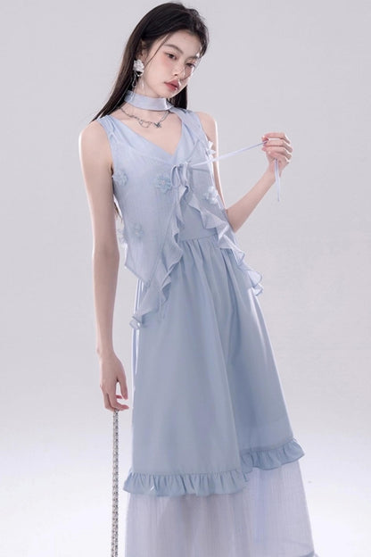 Floral Embroidered Cardigan Dress Set