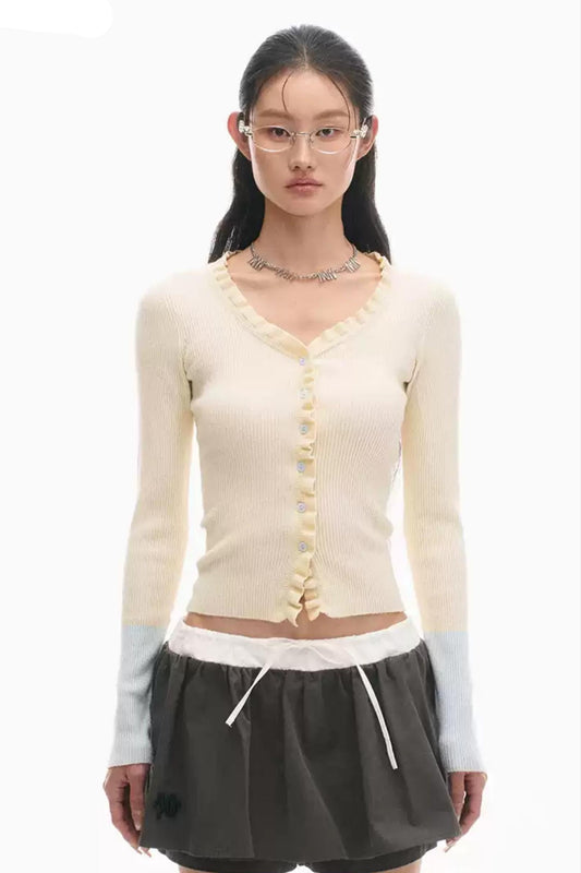 Wave Knit Casual Slim Top