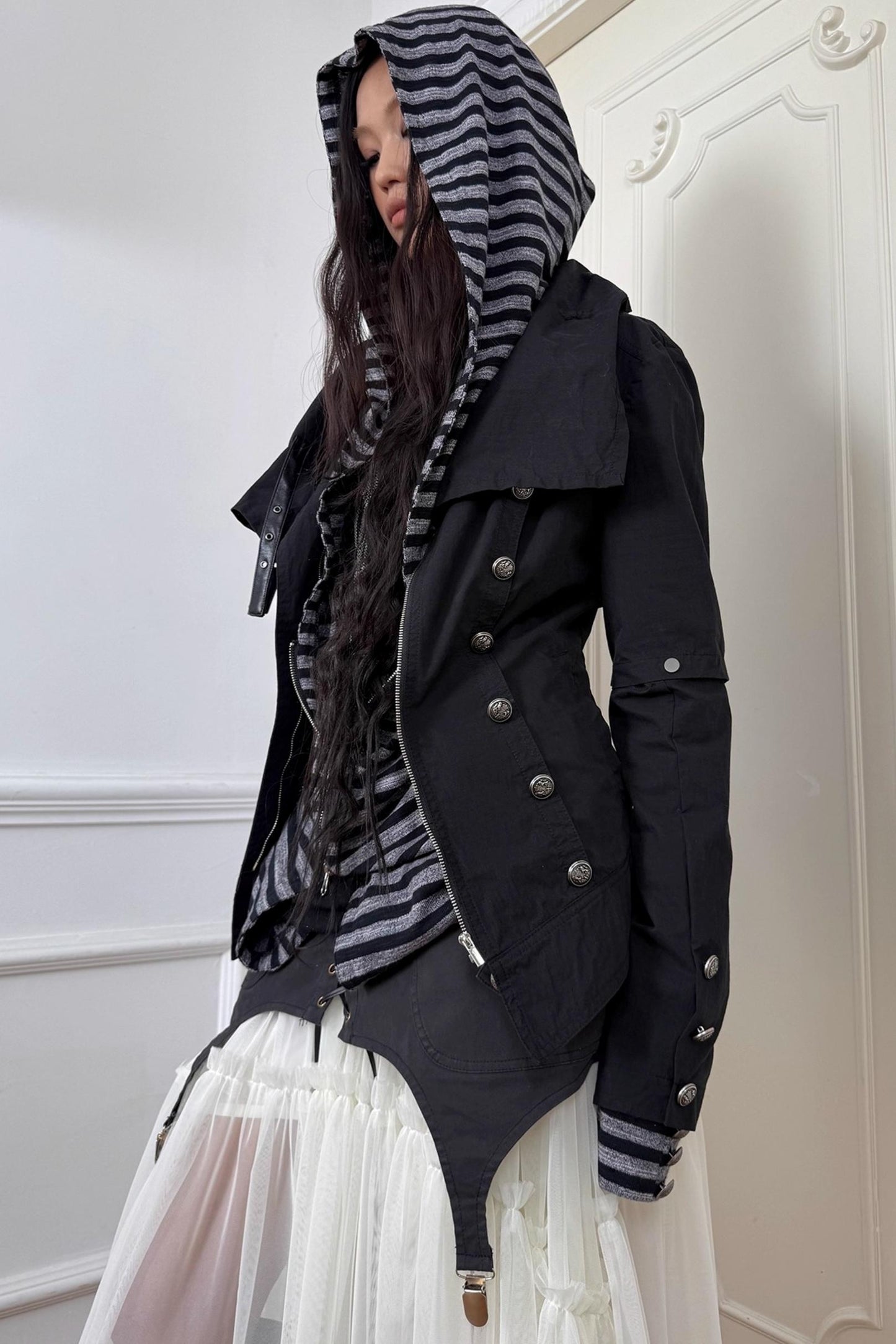 Detachable Sleeve Turtleneck Windproof Jacket