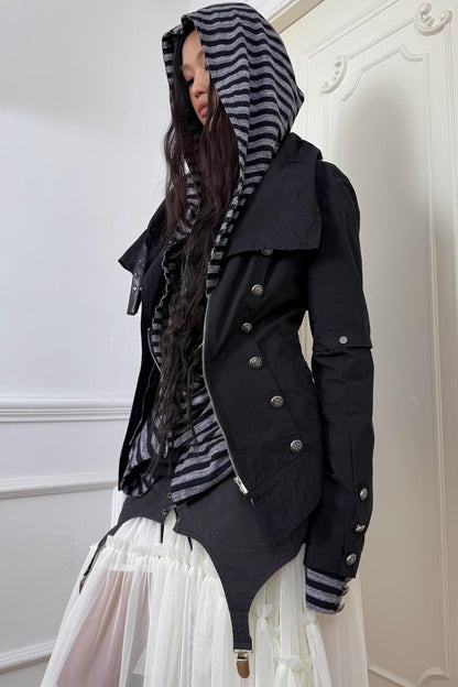 Detachable Sleeve Turtleneck Windproof Jacket