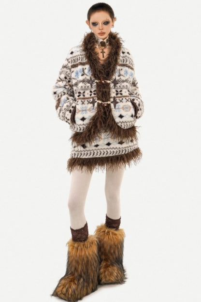 Fair Isle Lamb Wool Coat