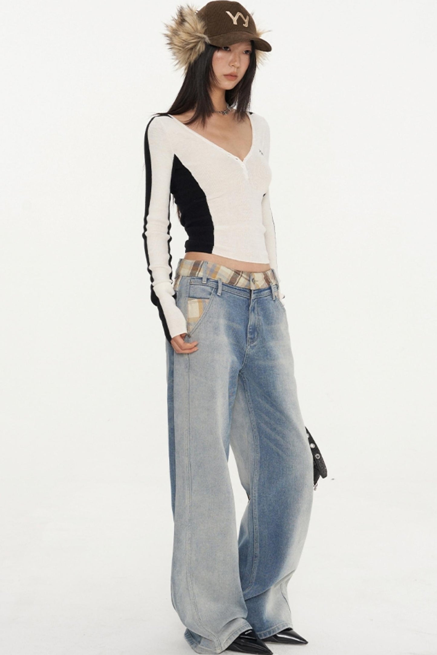 Loose Fit Straight Retro Denim Pants