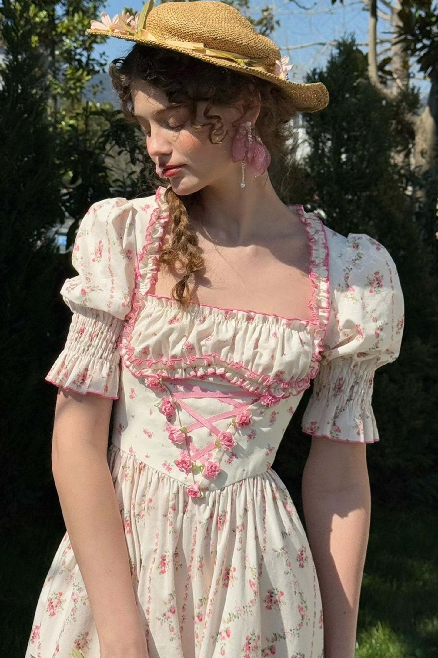 Fishbone Square Neck Dress