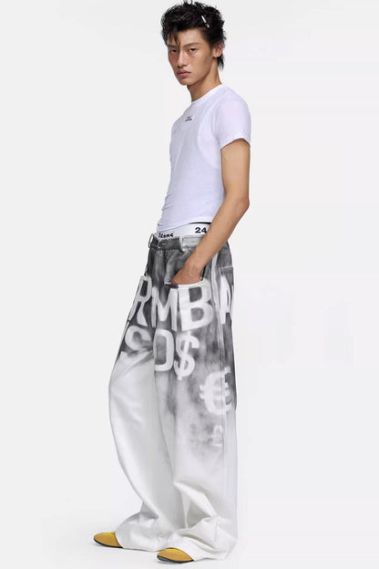 Hand-Painted Printed Jeans