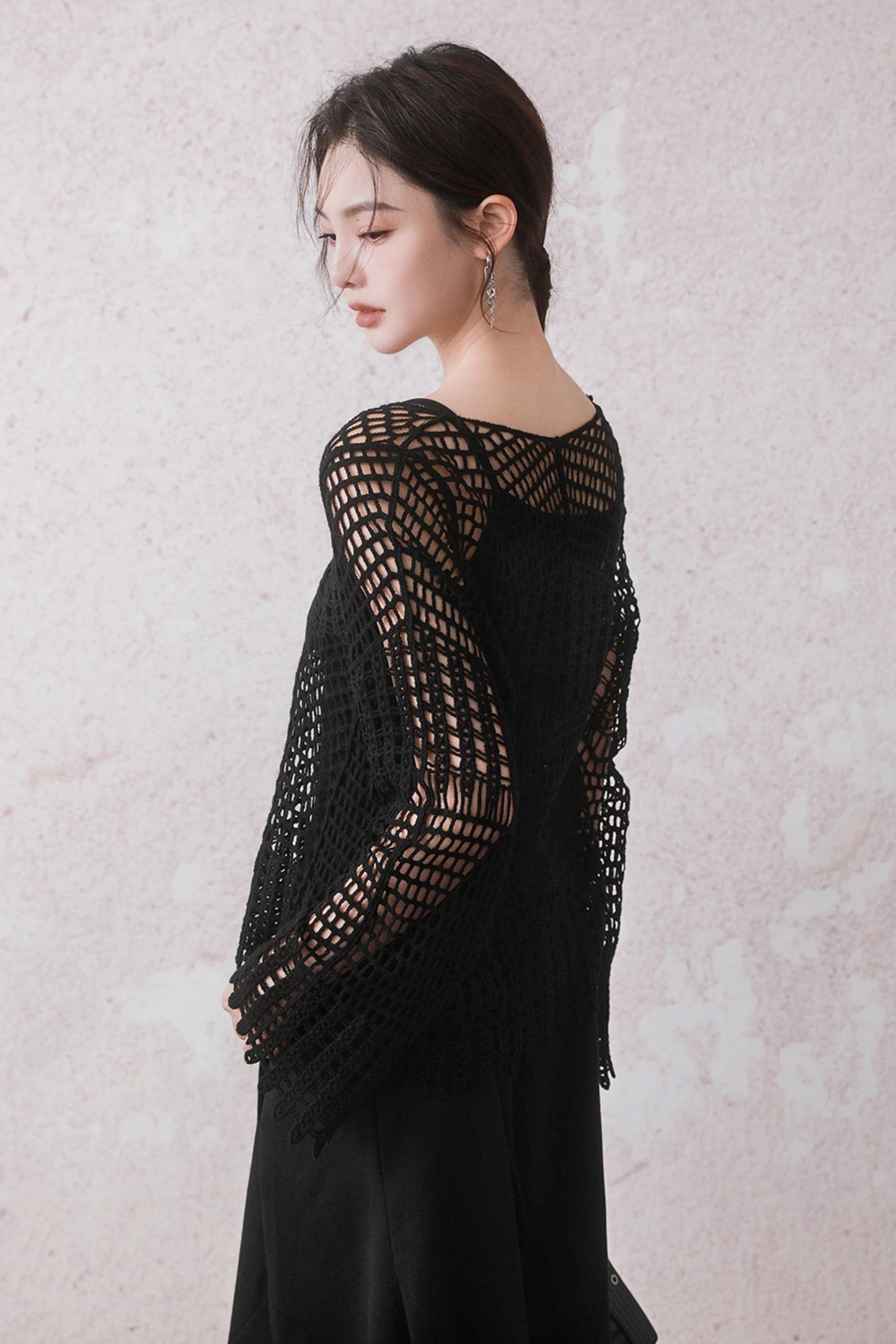 Summer Black Fishing Net Tee Set