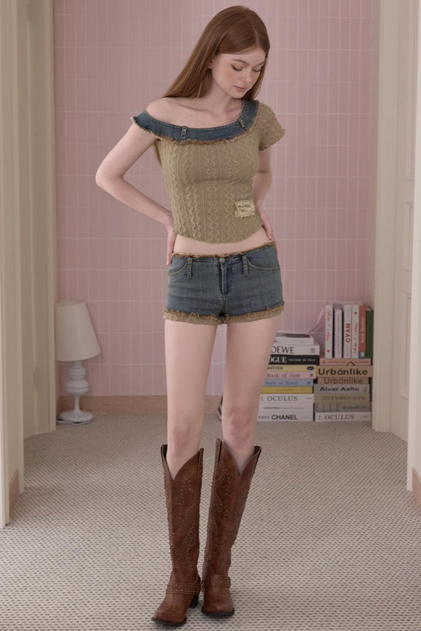 Summer Asymmetrical Denim-Knit Tee