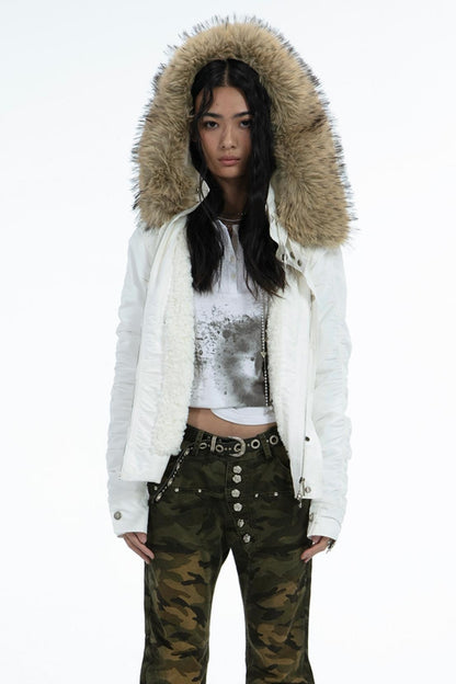 Eco-Fur Fleece Pie Collar Jacket