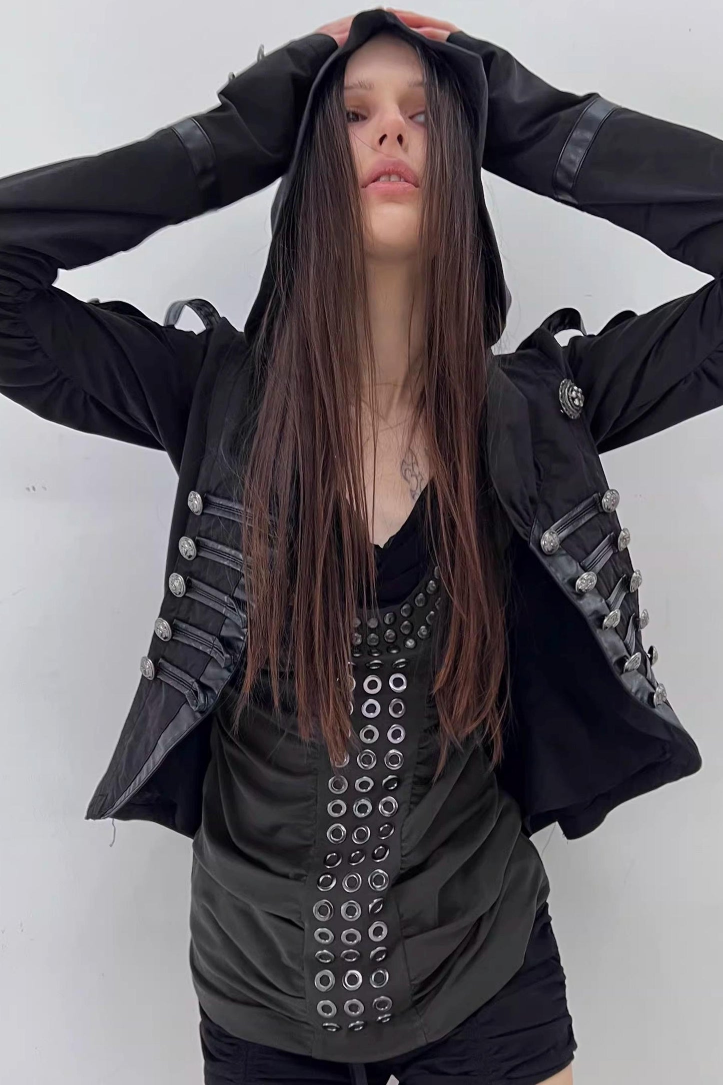 Patchwork Leather Napoleon Jacket