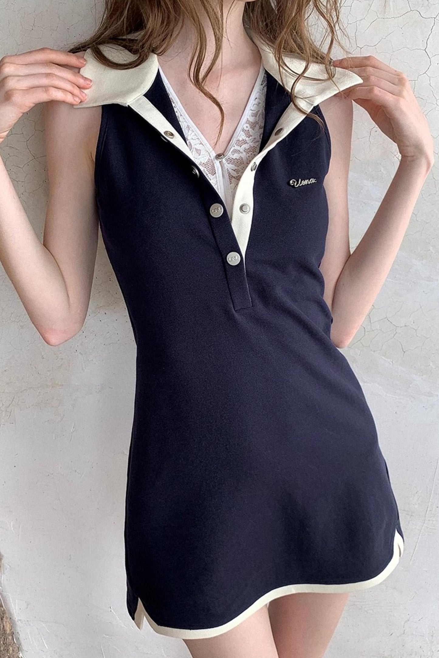 Chiffon Lace Polo Dress