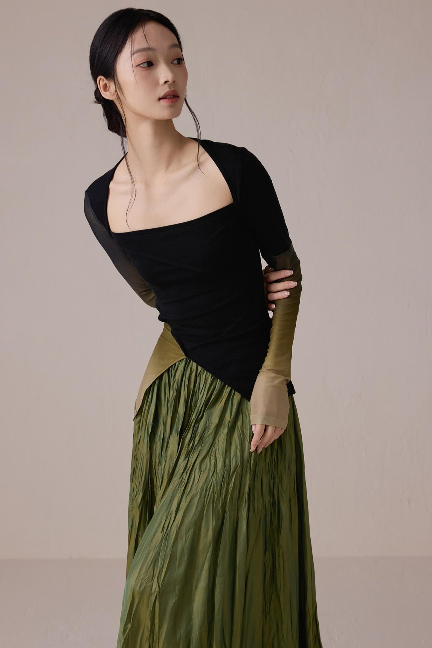 Color-Block Gradient Long Sleeve Tee